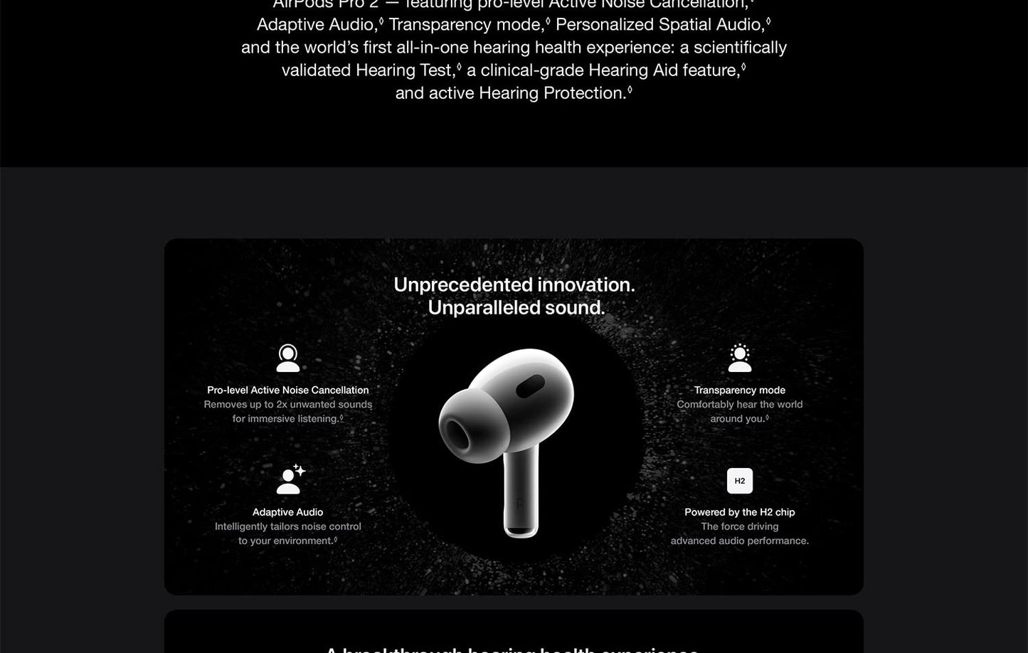 Apple AirPods Pro 2 – Wireless Bluetooth Earbuds with Active Noise Cancellation, Transparency Mode, Spatial Audio & USB-C MagSafe Charging Case