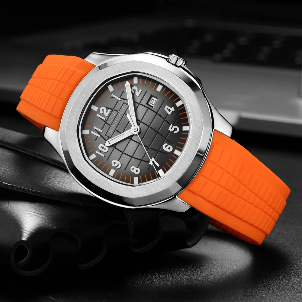 2021 New Arrivals Mens Watches Top Brand Luxury Fashion Wristwatch Stainless Stee Case Rubber Strap Watch 50m Waterproof Clock