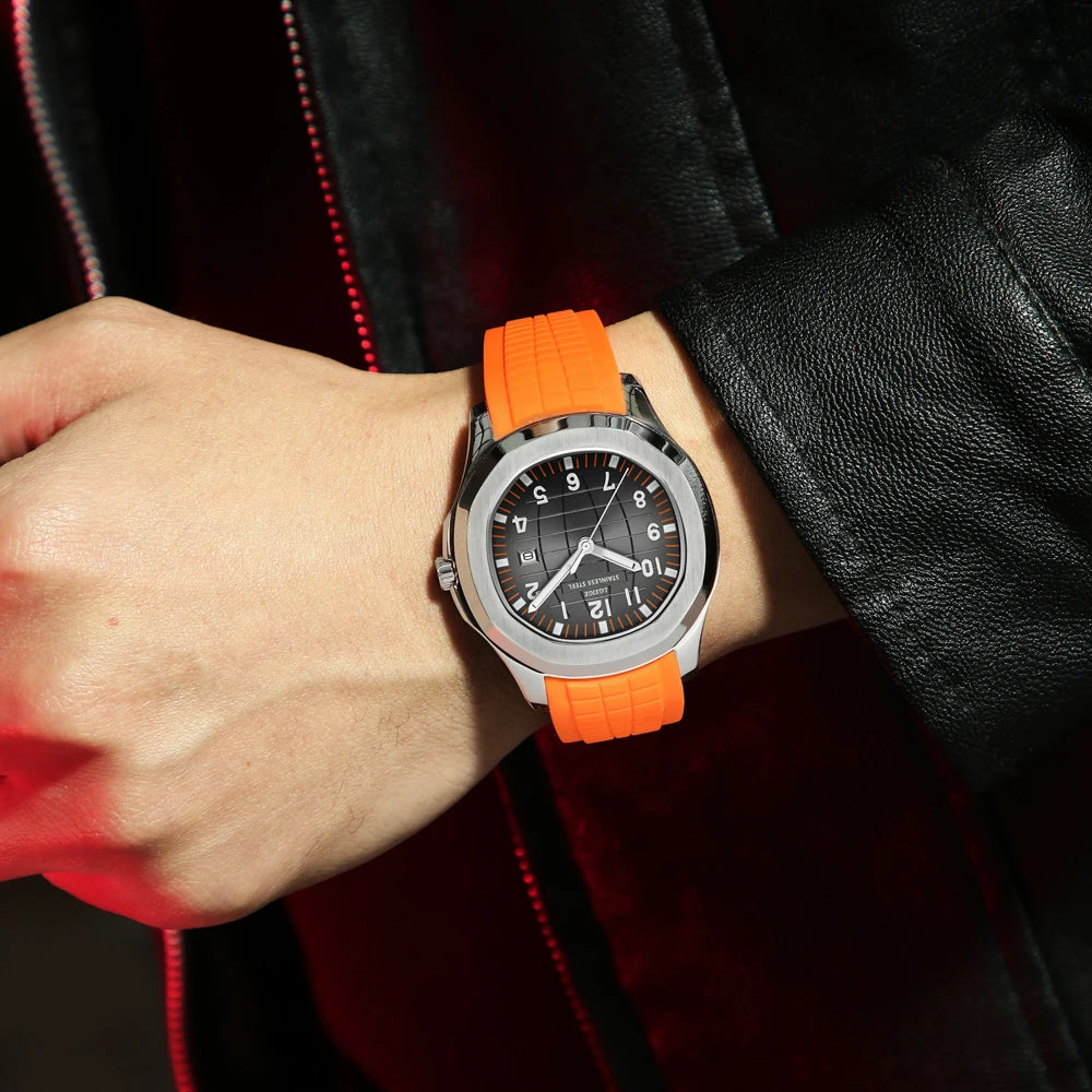 2021 New Arrivals Mens Watches Top Brand Luxury Fashion Wristwatch Stainless Stee Case Rubber Strap Watch 50m Waterproof Clock
