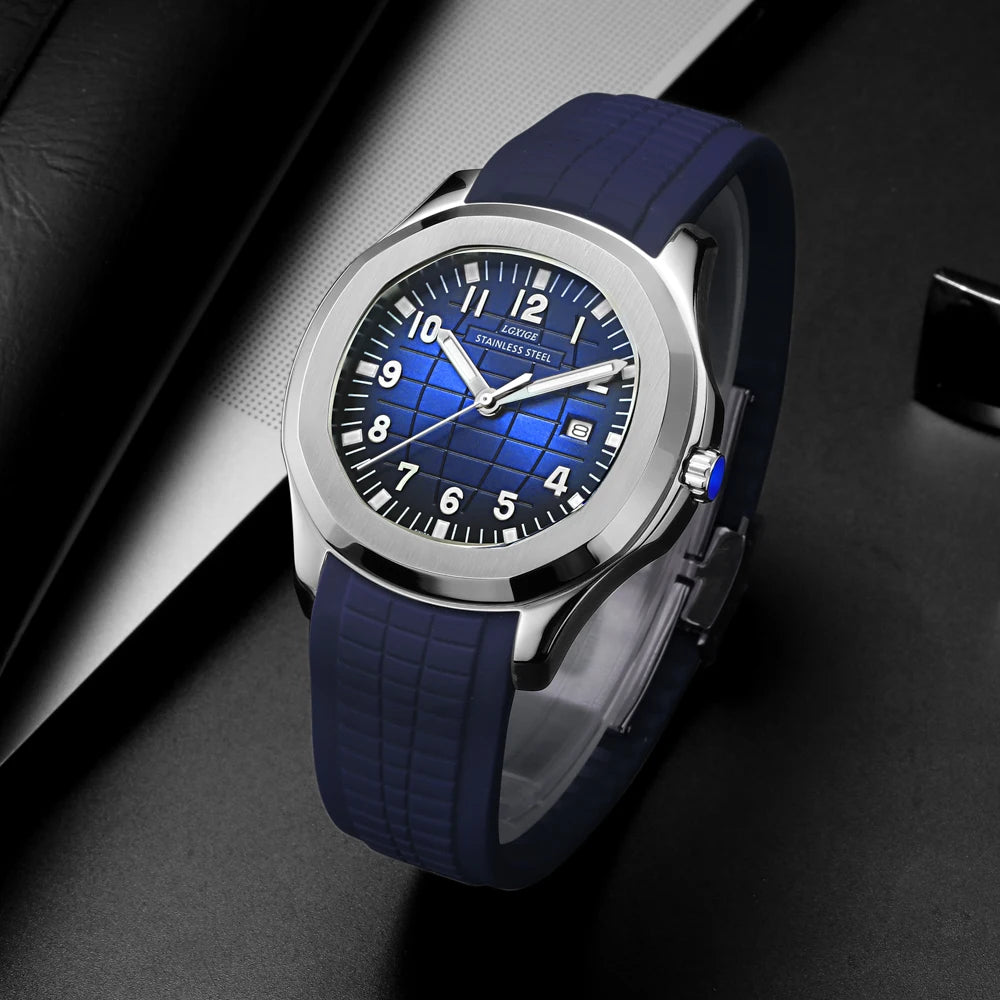 2021 New Arrivals Mens Watches Top Brand Luxury Fashion Wristwatch Stainless Stee Case Rubber Strap Watch 50m Waterproof Clock