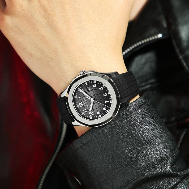 2021 New Arrivals Mens Watches Top Brand Luxury Fashion Wristwatch Stainless Stee Case Rubber Strap Watch 50m Waterproof Clock