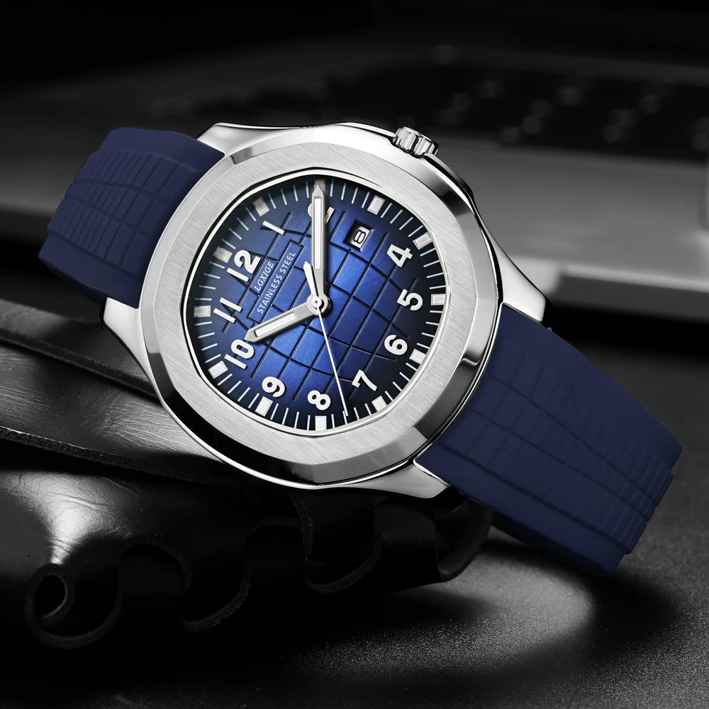2021 New Arrivals Mens Watches Top Brand Luxury Fashion Wristwatch Stainless Stee Case Rubber Strap Watch 50m Waterproof Clock