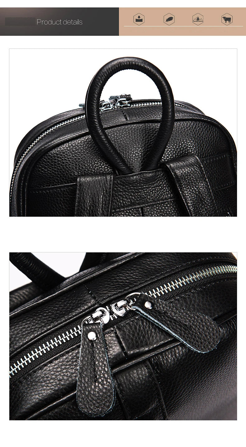 Zency Travel Backpacks Women 100% Genuine Leather Preppy Schoolbag For Girls Fashion Knapsack Large Capacity More Pockets