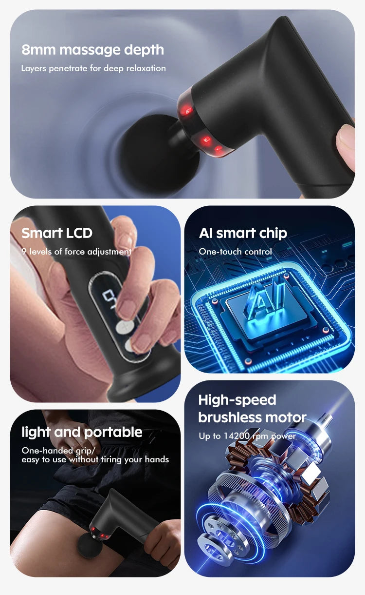 Mini Muscle Massage Gun Protable Body Massager Deep Handheld Percussion Massager For Body Back And Neck Leg