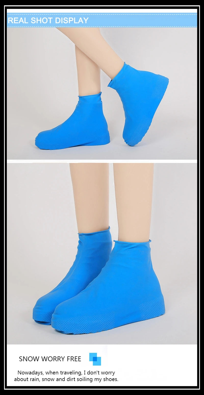 Rain Boots Waterproof Shoes Cover Silicone Unisex Outdoor Waterproof Non-Slip Non-slip Wear-Resistant Reusable Shoe Cover