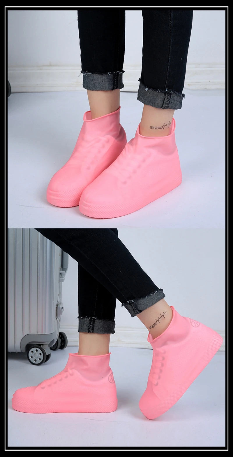 Rain Boots Waterproof Shoes Cover Silicone Unisex Outdoor Waterproof Non-Slip Non-slip Wear-Resistant Reusable Shoe Cover
