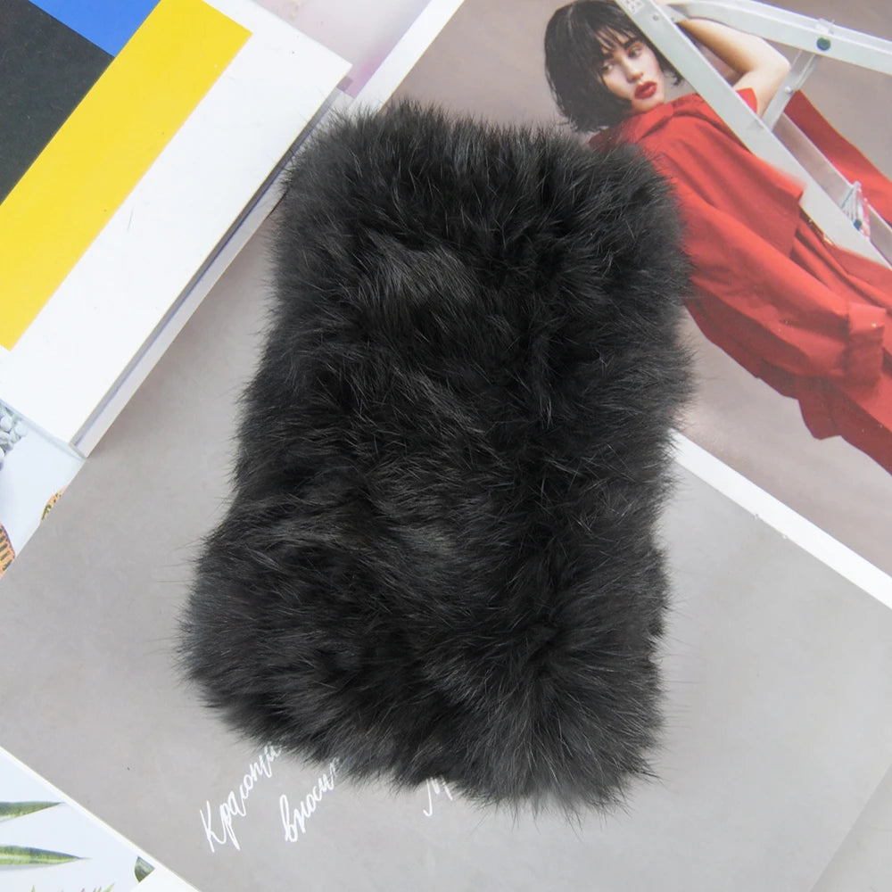 Hot Sale Brand Women Real Rex Rabbit Fur Scarf Girls Warm Soft Knitted Good Elastic Rabbit Fur Headband Natural Fur Ring Scarves