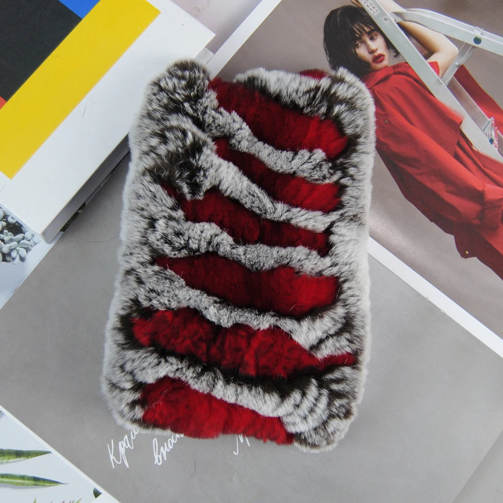 Hot Sale Brand Women Real Rex Rabbit Fur Scarf Girls Warm Soft Knitted Good Elastic Rabbit Fur Headband Natural Fur Ring Scarves