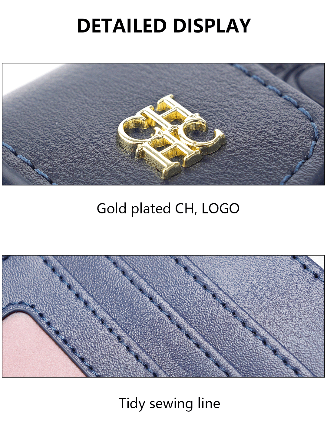 CH Pure Colour Letter Printed Style Women's Card Wallet Premium Simple Design Women's Wallet Fashion Women's Short Wallet