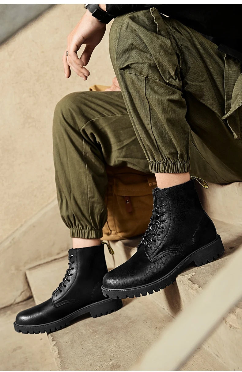 New Arrivals Brown Ankle Boots For Women Big Size 37-47 Lace-Up High Top Shoes Men's Boots Comfortable Flat Leather Boots Male