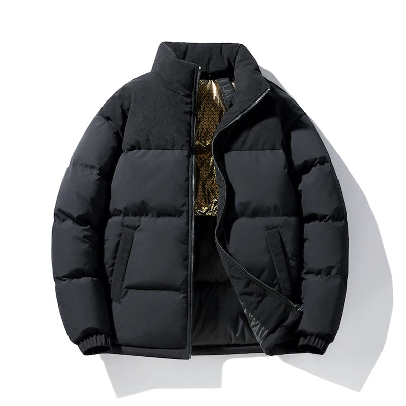 Vertical Collar Color-Block Down Jacket – Warm, Simple, and Trendy Design, Classic All-Purpose Fabrics, Comfortable and Skin-Friendly Winter Coat