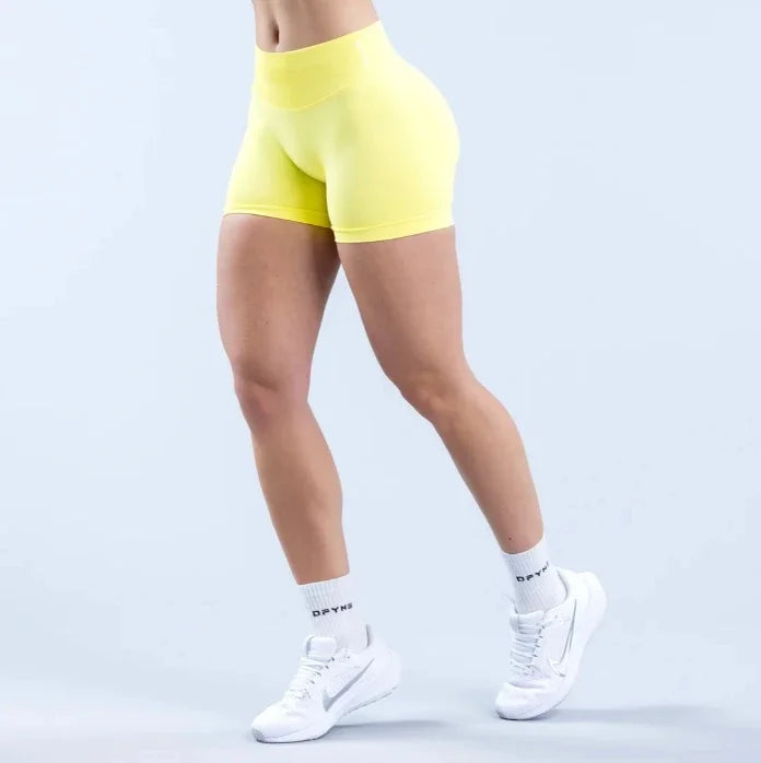 Dynamic Shorts With Logo 4.5' Seamless Scrunch Bum Yoga Short Ribbed High Waist Band Gym Short High Stretch Workout Biker Shorts