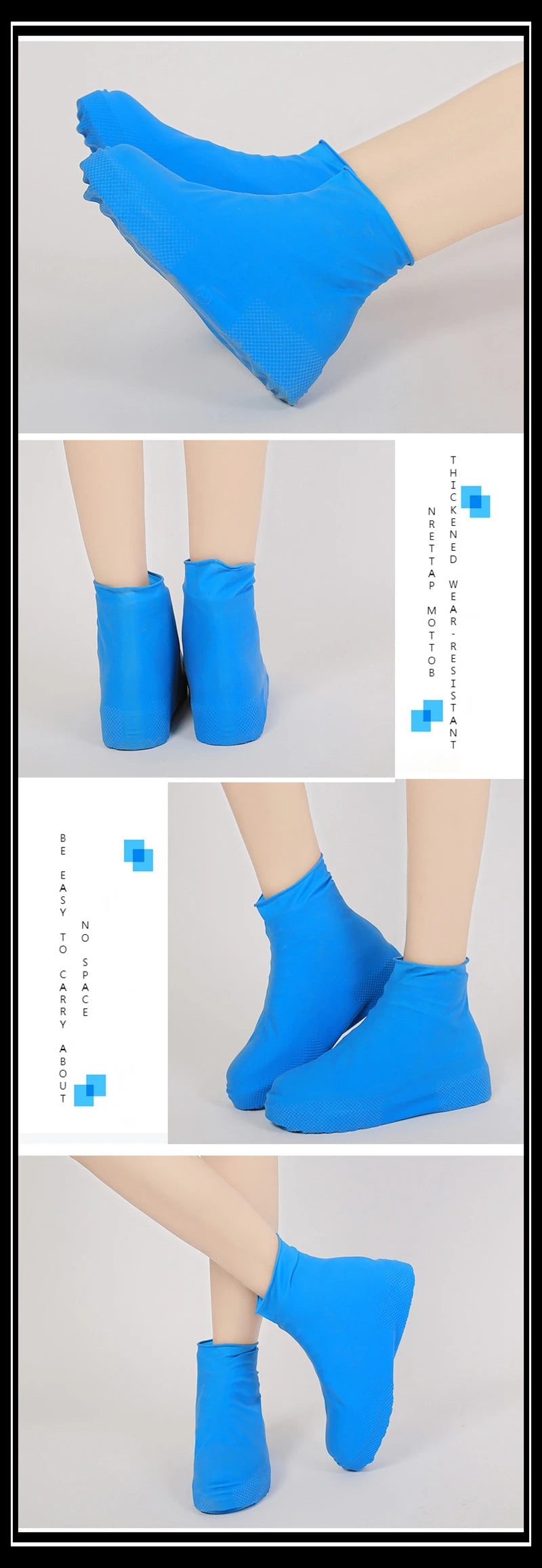 Rain Boots Waterproof Shoes Cover Silicone Unisex Outdoor Waterproof Non-Slip Non-slip Wear-Resistant Reusable Shoe Cover