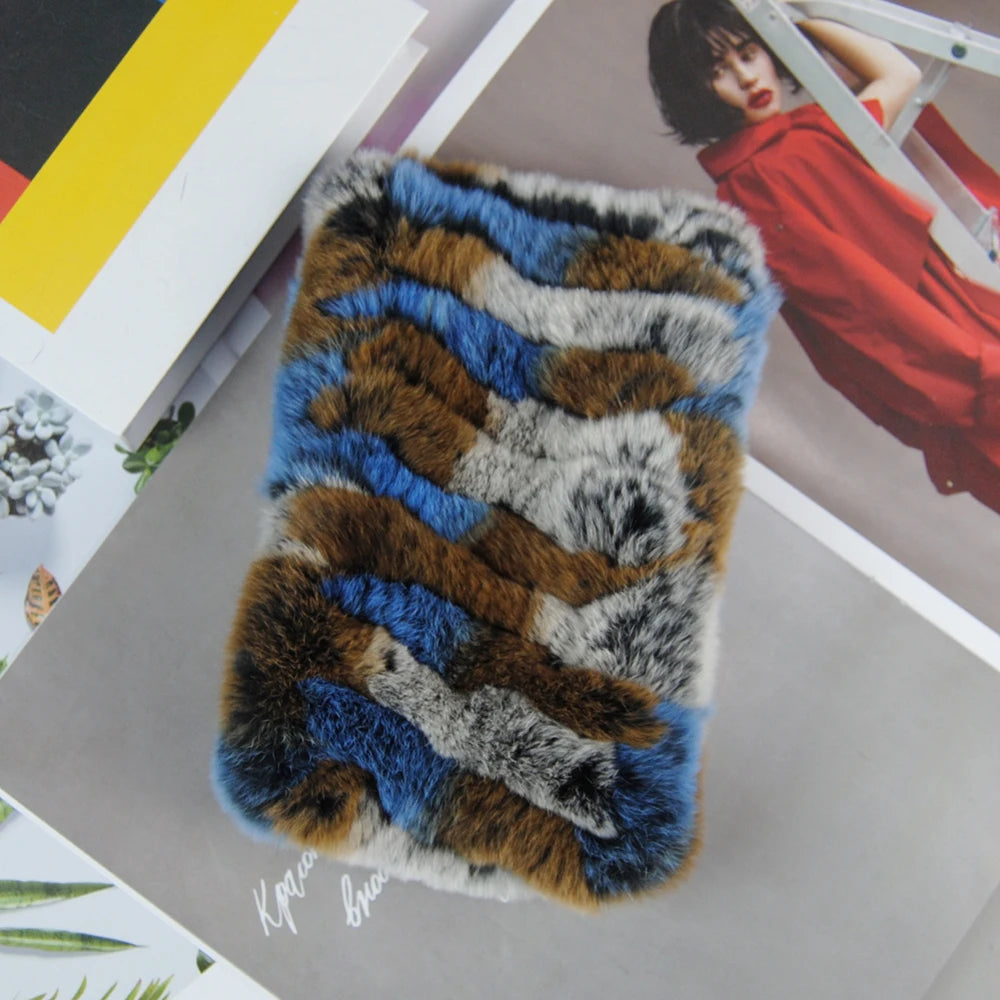 Hot Sale Brand Women Real Rex Rabbit Fur Scarf Girls Warm Soft Knitted Good Elastic Rabbit Fur Headband Natural Fur Ring Scarves