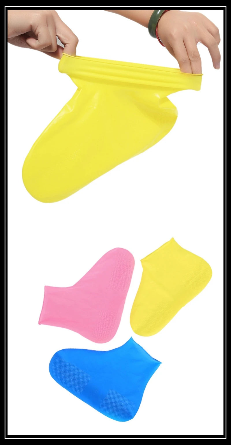 Rain Boots Waterproof Shoes Cover Silicone Unisex Outdoor Waterproof Non-Slip Non-slip Wear-Resistant Reusable Shoe Cover