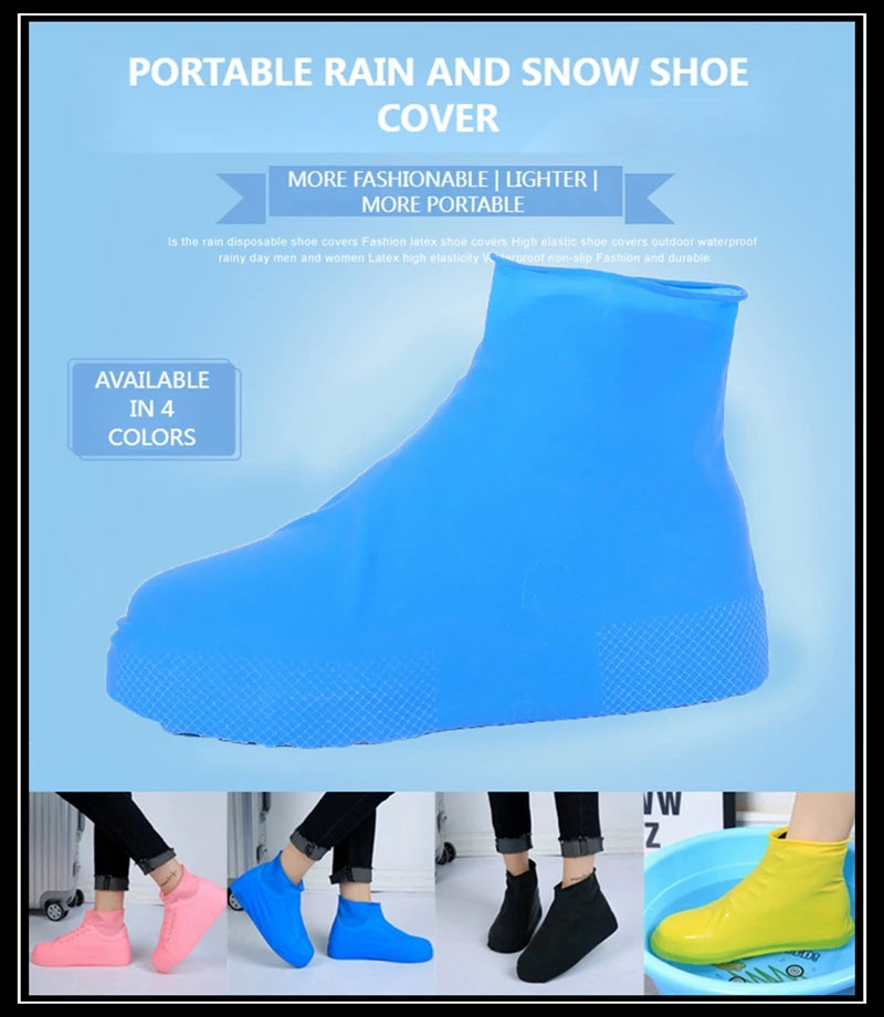 Rain Boots Waterproof Shoes Cover Silicone Unisex Outdoor Waterproof Non-Slip Non-slip Wear-Resistant Reusable Shoe Cover