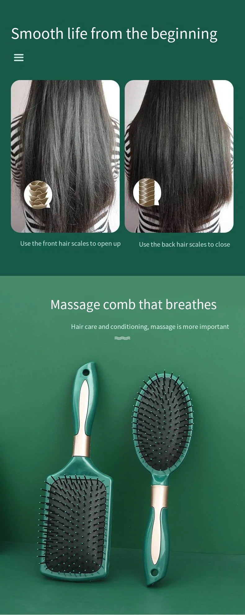 Hair Massage Air Cushion Comb Brush Scalp Hairbrush Detangle Anti Static Salon SPA Hairdressing Styling Tool Oval Round