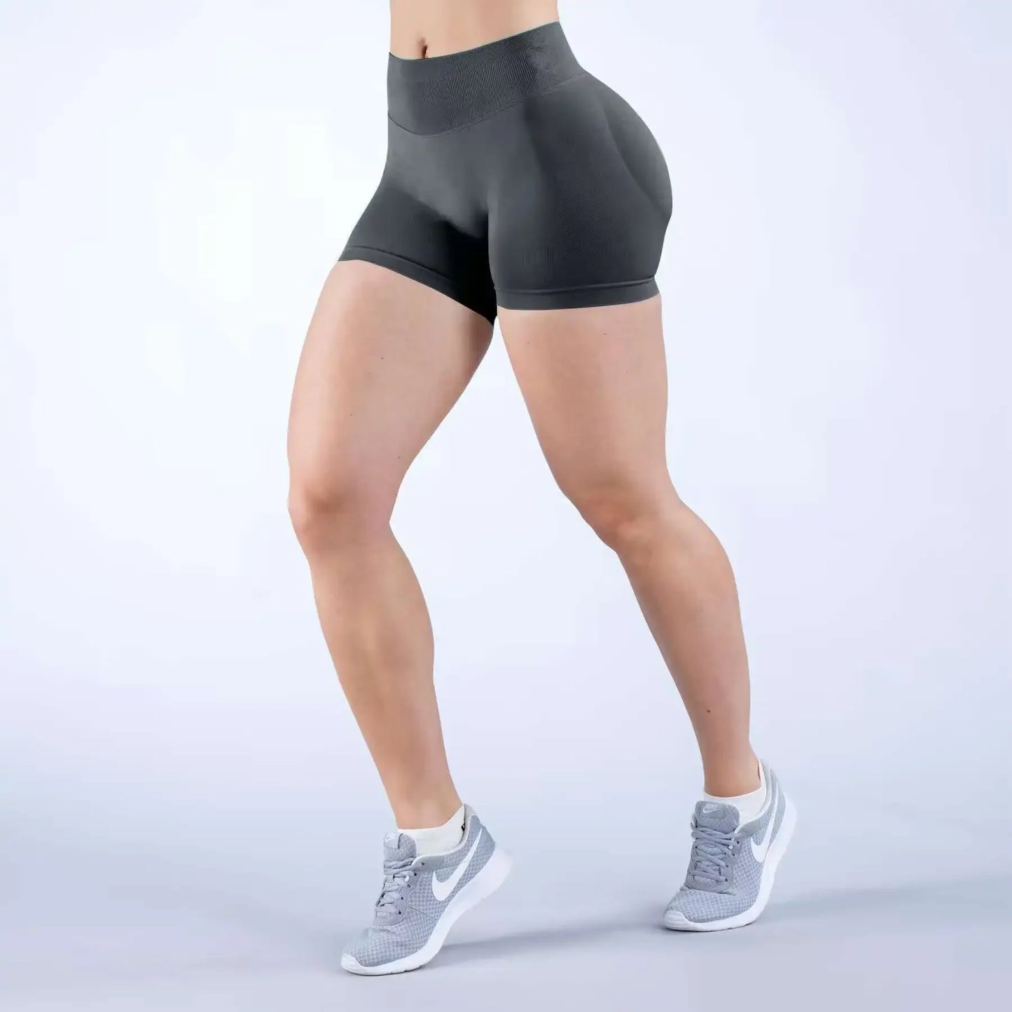 Dynamic Shorts With Logo 4.5' Seamless Scrunch Bum Yoga Short Ribbed High Waist Band Gym Short High Stretch Workout Biker Shorts