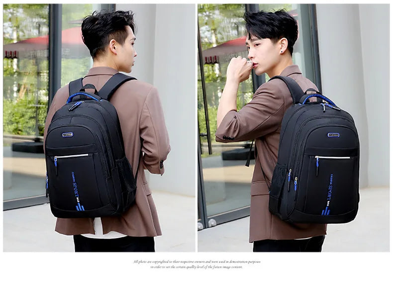Backpack Men's Women's Oxford Cloth Backpack High Capacity Junior High School Student Schoolbag Men's Travel Backpack