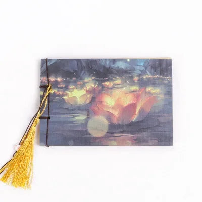 Chinese Style Blue Rose Color Diary Note Book Tassel Stationery Retro Flower Sketchbook Journal Empty Notebook Chinoiserie