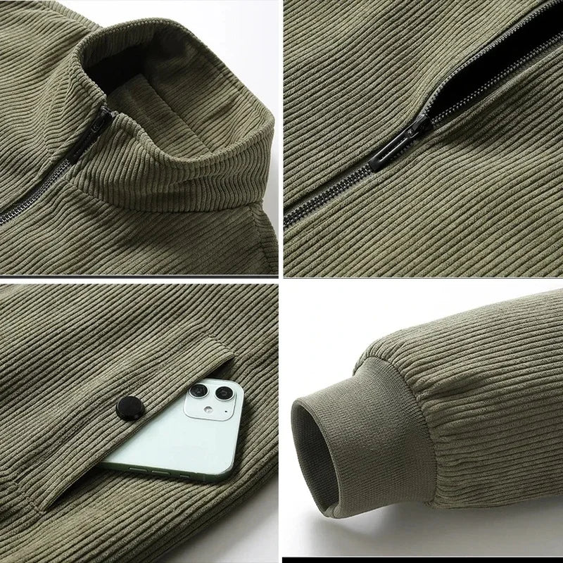 High-Quality Winter Jacket for Men – Corduroy Lamb Coat with Plus Velvet Lining, Thickened Warm Parka Coat for Cold Weather