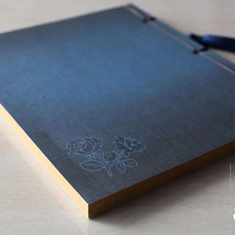 Chinese Style Blue Rose Color Diary Note Book Tassel Stationery Retro Flower Sketchbook Journal Empty Notebook Chinoiserie