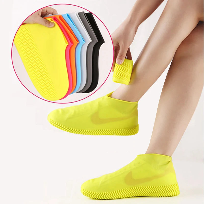 Rain Boots Waterproof Shoes Cover Silicone Unisex Outdoor Waterproof Non-Slip Non-slip Wear-Resistant Reusable Shoe Cover