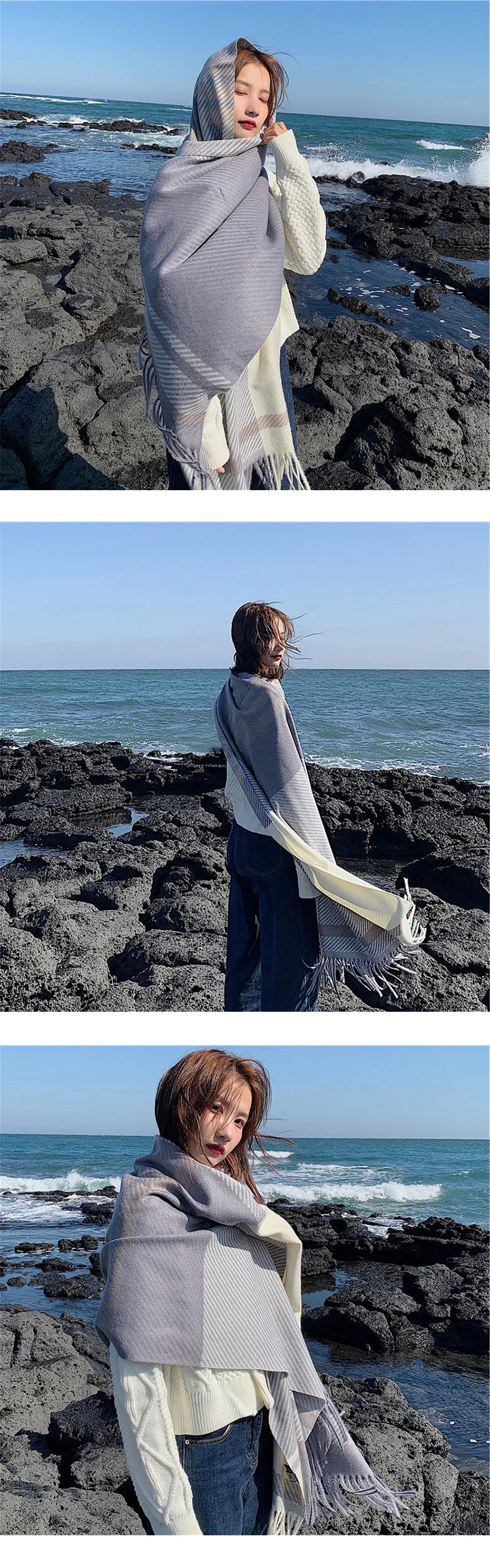 New 2025 Women Scarf Autumn Winter Vintage Preppy Style Plaid Wrap Scarve Pashmina Mujer Femme Foulard Bufanda Shawl Unisex Men