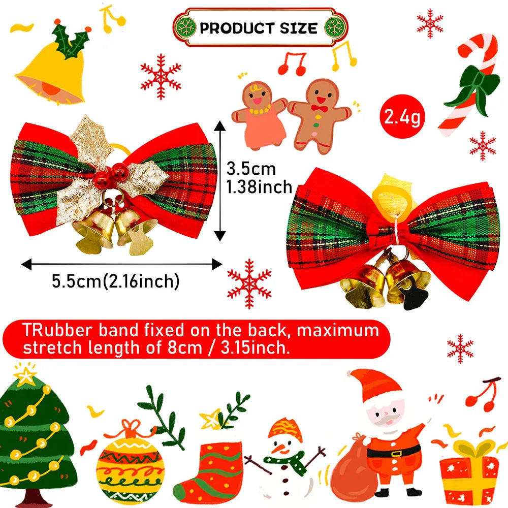 50-Pack Christmas Dog Bows with Bells – Festive Hair Accessories for Small Dogs and Cats, Perfect for Holiday Grooming and Pet Styling"