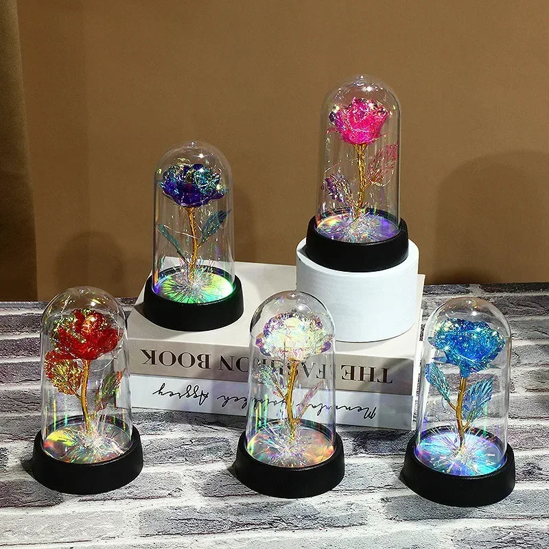 New LED Simulation Rose Flower Light Beautiful Realistic Looking Night Light  Eternal Flower Party Supplies For Valentine's Day