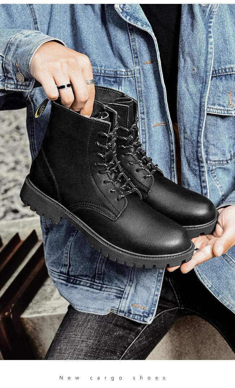 New Arrivals Brown Ankle Boots For Women Big Size 37-47 Lace-Up High Top Shoes Men's Boots Comfortable Flat Leather Boots Male