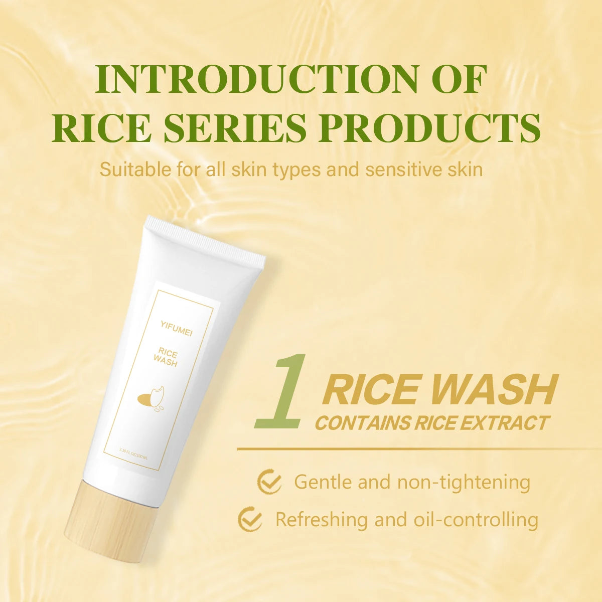 Rice 5-Pcs Facial Kit Face Skin Care Set Moisturizing Brightening Lifting Deep Facial Cleanser for Young Glowy Korean Skin