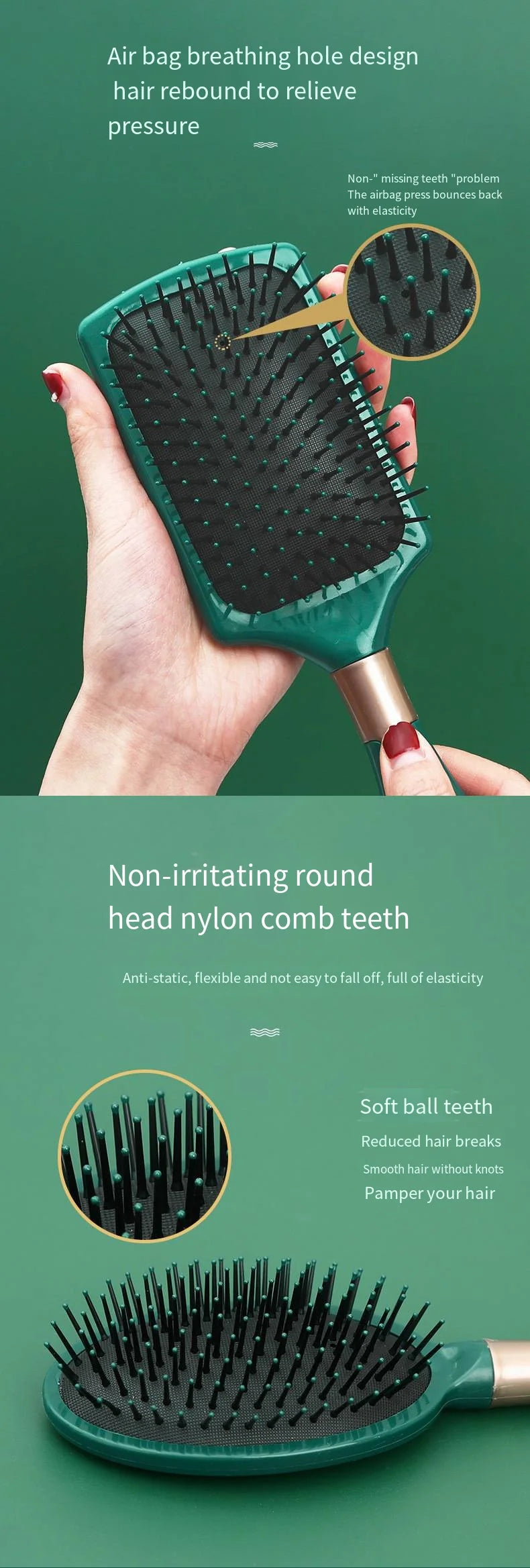 Hair Massage Air Cushion Comb Brush Scalp Hairbrush Detangle Anti Static Salon SPA Hairdressing Styling Tool Oval Round