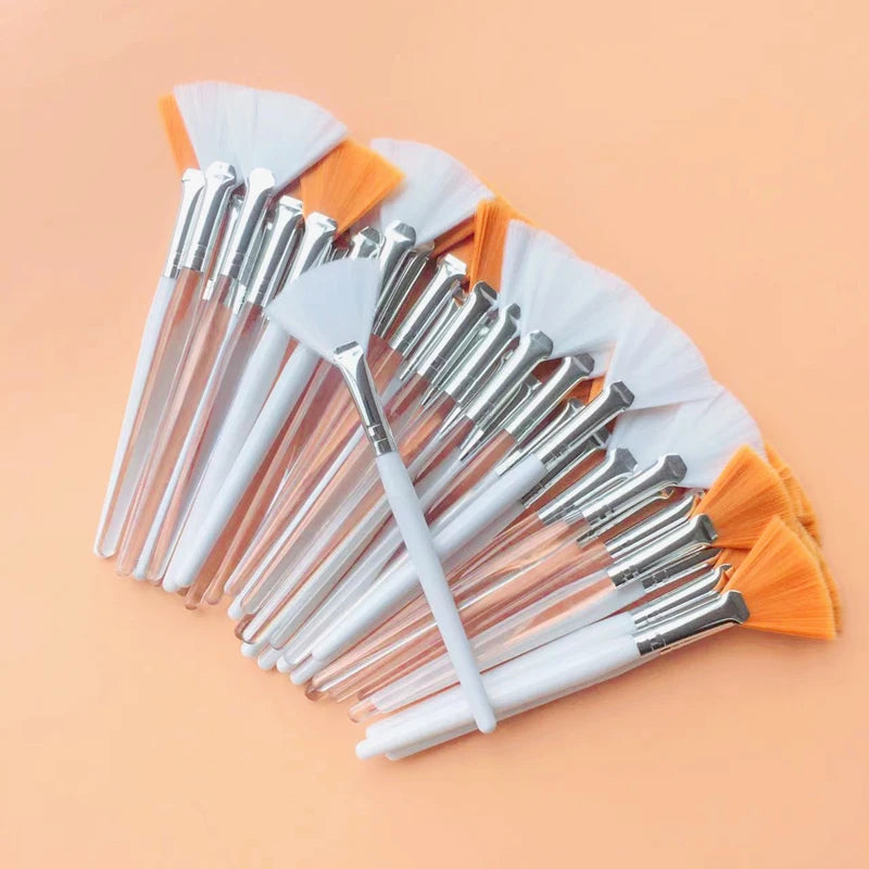 Fan Shape Makeup Brushes Set (10/20/50pcs) – Multifunctional Foundation, Facial Mask, and Essential Oil Brushes for Women