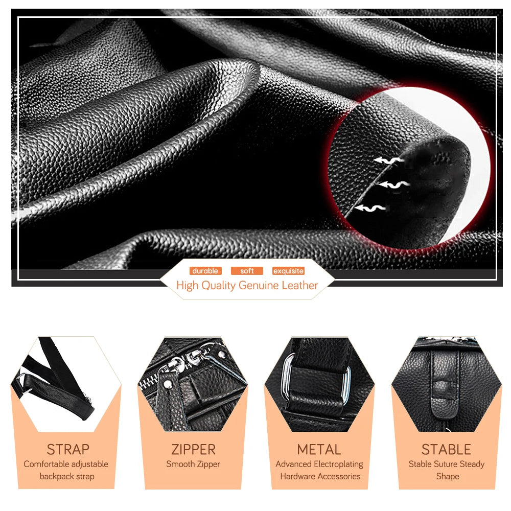 Zency Silver Hardware 100% Genuine Leather Women Stylish Backpack Apricot Yellow Beige Travel Back Pack Bag Laptop Knapsack New