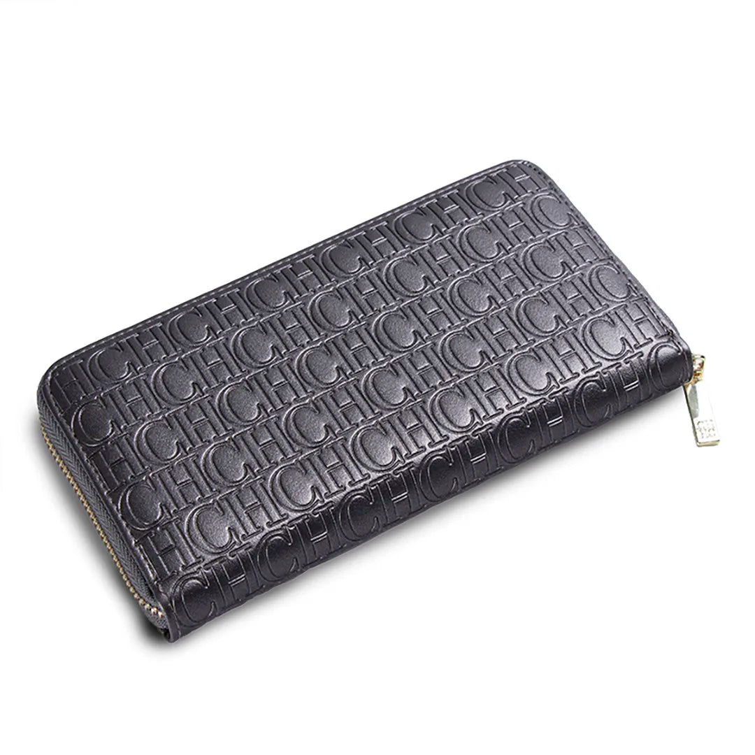 CH Women's Solid Colour Long Wallet Niche Design Fashion Simple Large Capacity Bag Luxury Temperament Vintage Classic Wallet