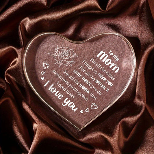 1PCS Mother's Day Gift Acrylic Sign Heart Plaque Personalized Gift For Mother Desktop Souvenir Decoration I Lover You Mom