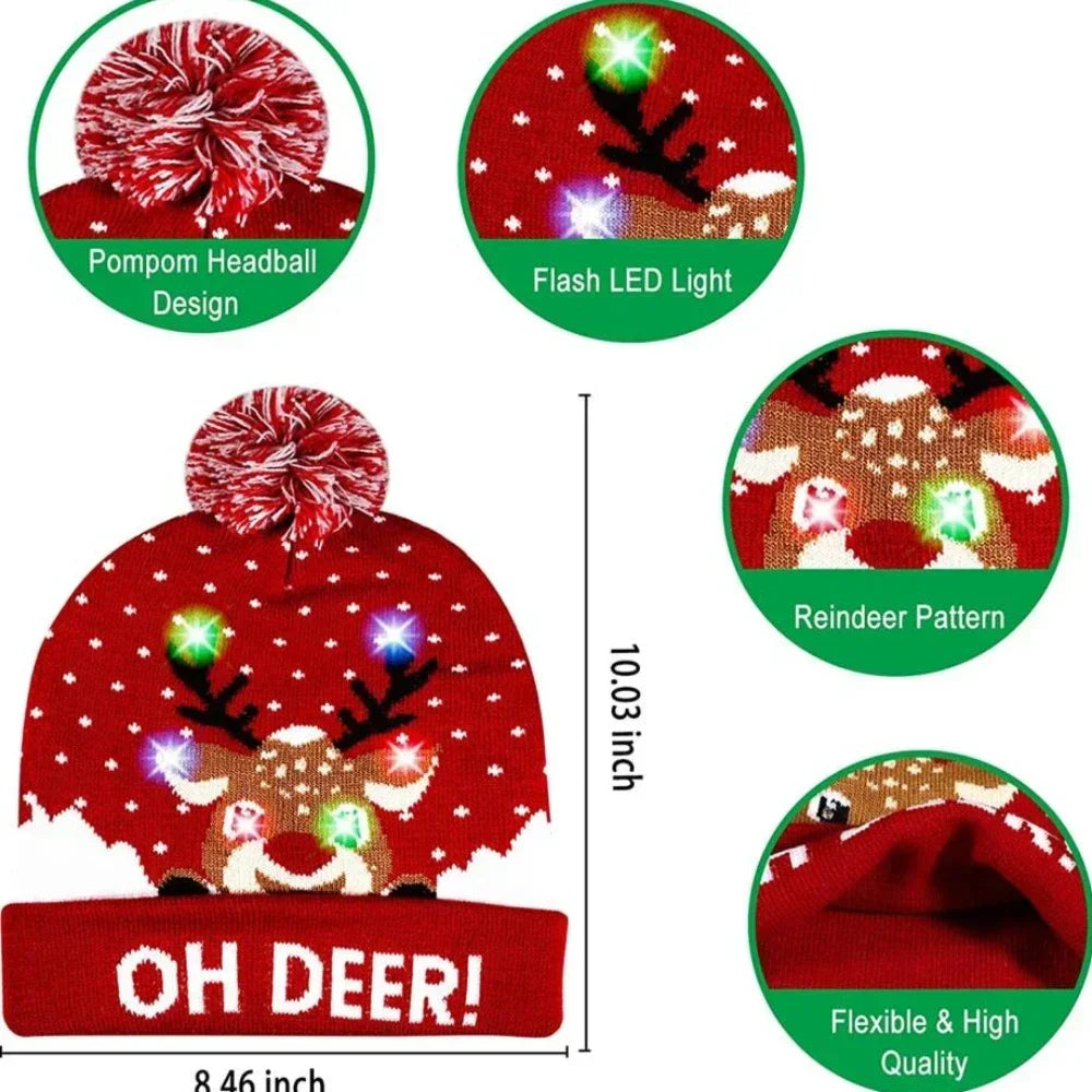 Christmas LED Snowman Hat – Creative Flashing Knitted Cap with LED Lights, Perfect for Xmas Parties and Winter Celebrations, Great Christmas Gift
