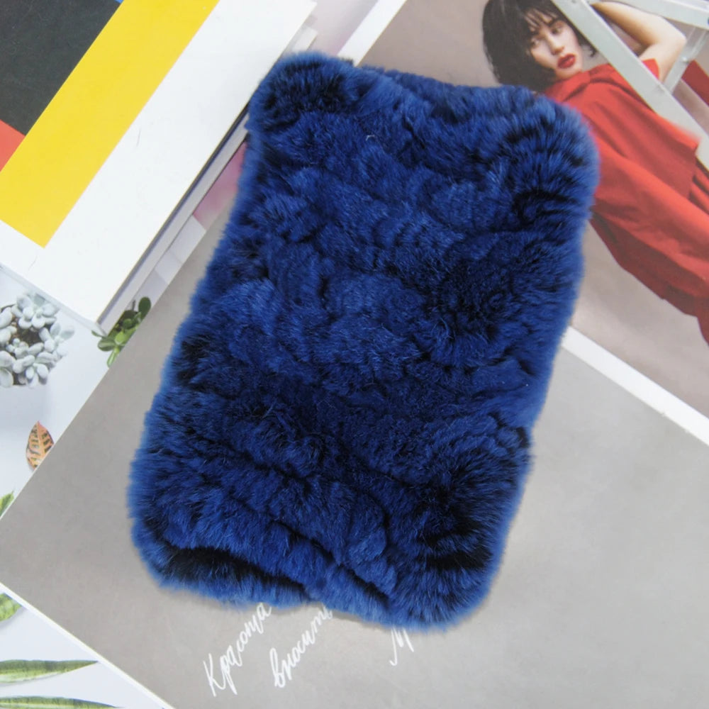 Hot Sale Brand Women Real Rex Rabbit Fur Scarf Girls Warm Soft Knitted Good Elastic Rabbit Fur Headband Natural Fur Ring Scarves