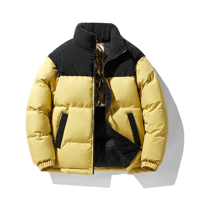 Vertical Collar Color-Block Down Jacket – Warm, Simple, and Trendy Design, Classic All-Purpose Fabrics, Comfortable and Skin-Friendly Winter Coat