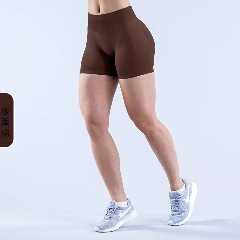 Dynamic Shorts With Logo 4.5' Seamless Scrunch Bum Yoga Short Ribbed High Waist Band Gym Short High Stretch Workout Biker Shorts