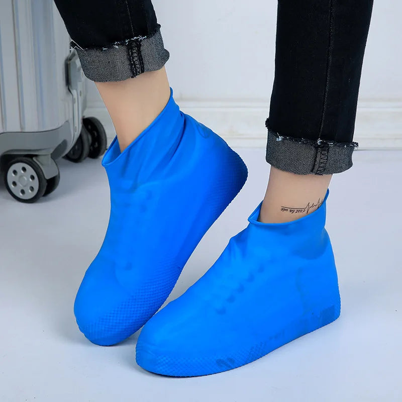 Rain Boots Waterproof Shoes Cover Silicone Unisex Outdoor Waterproof Non-Slip Non-slip Wear-Resistant Reusable Shoe Cover