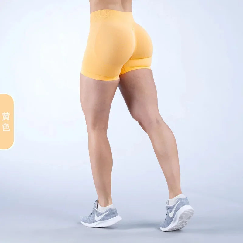 Dynamic Shorts With Logo 4.5' Seamless Scrunch Bum Yoga Short Ribbed High Waist Band Gym Short High Stretch Workout Biker Shorts