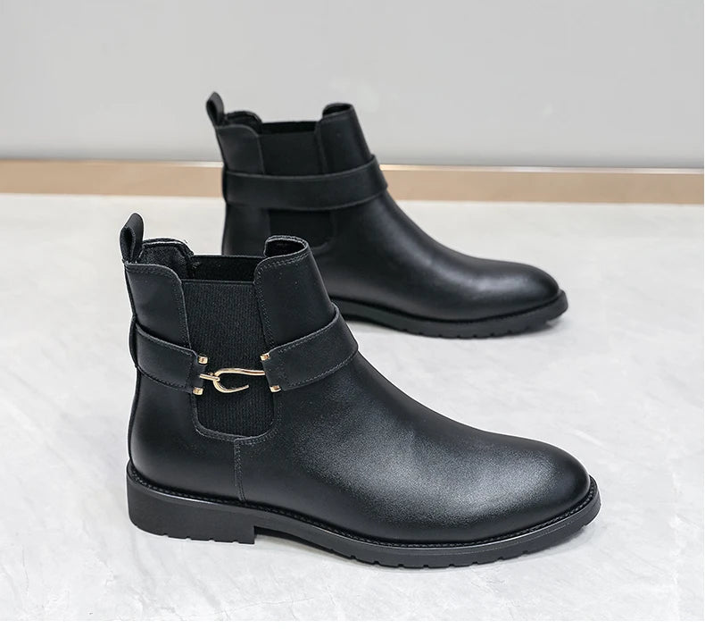 High Quality Oxford Men Shoes Leather Party Chelsea Dress Shoes Men Yuppie Formal Boots For Men Classic Brogue Social Shoe male