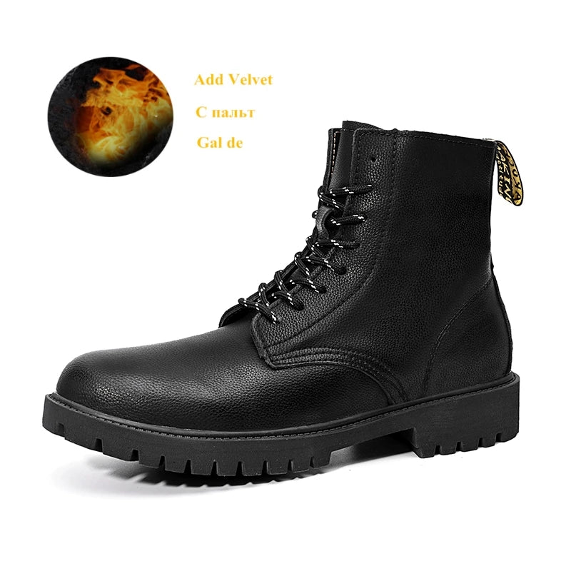 New Arrivals Brown Ankle Boots For Women Big Size 37-47 Lace-Up High Top Shoes Men's Boots Comfortable Flat Leather Boots Male