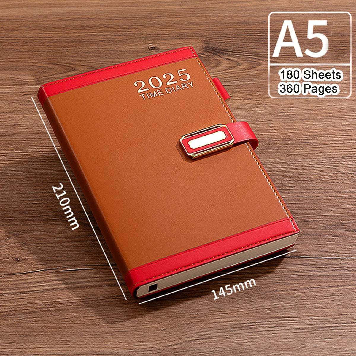 (Can Engrave Logo) A5 Thickened Leather Student Subject Notebook, New 2025 Buckle Notepad, Travel Log, Diary, 180 Sheets