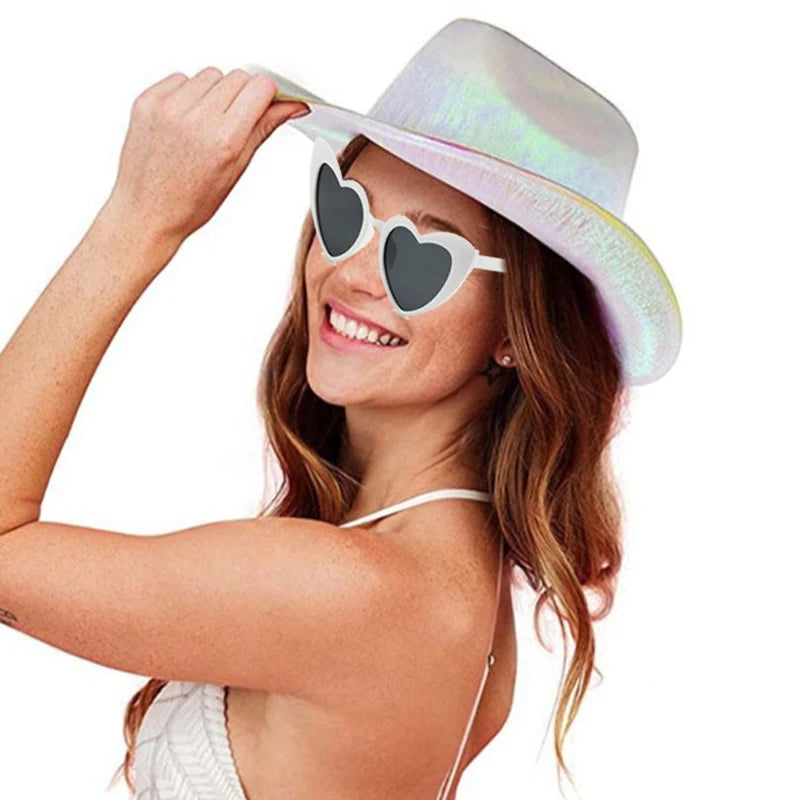 Hot Cowgirl Hat Men and Women's EL Wire Glow Cowboy Hat Wedding Party Supplies Glowing Jazz Hat Stage Shining Caps Photo Props