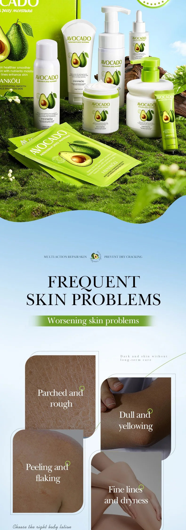 Avocado Skin Care Set Replenish your skin with nutrients Nourish your skin to reduce fine lines Hydrate and moisturize your skin