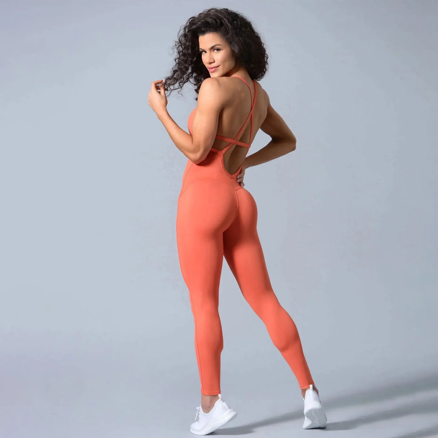 Seamless Yoga Jumpsuits Sports Fitness Backless Hip-lifting Running Jumpsuits Training Dance Dress Gym Workout Clothes for Women