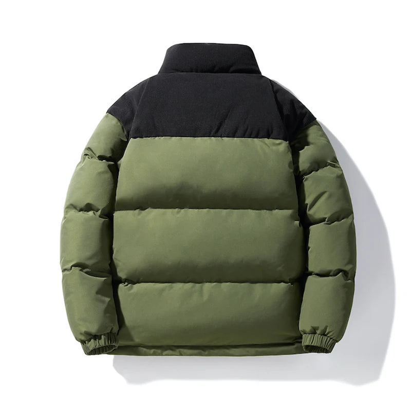 Vertical Collar Color-Block Down Jacket – Warm, Simple, and Trendy Design, Classic All-Purpose Fabrics, Comfortable and Skin-Friendly Winter Coat